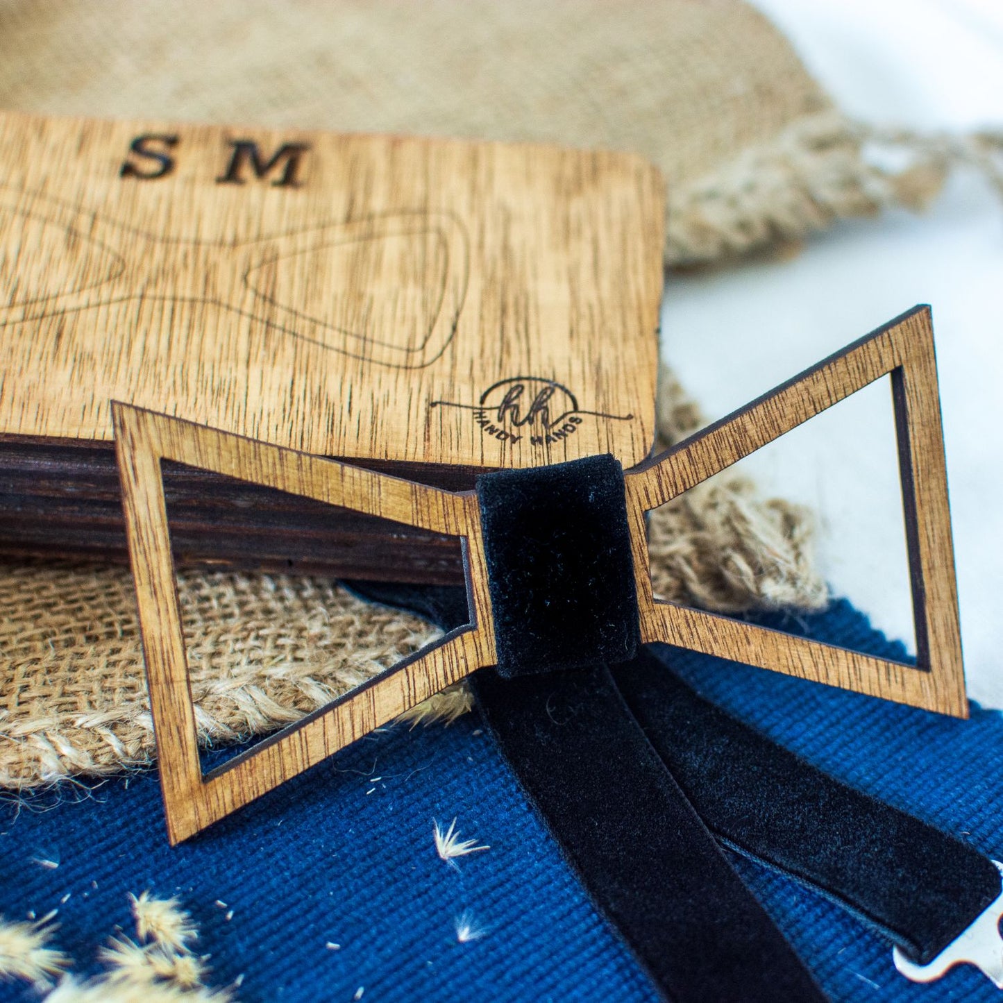 Papion din Lemn HH309, Handmade, in Cutie Premium Personalizata