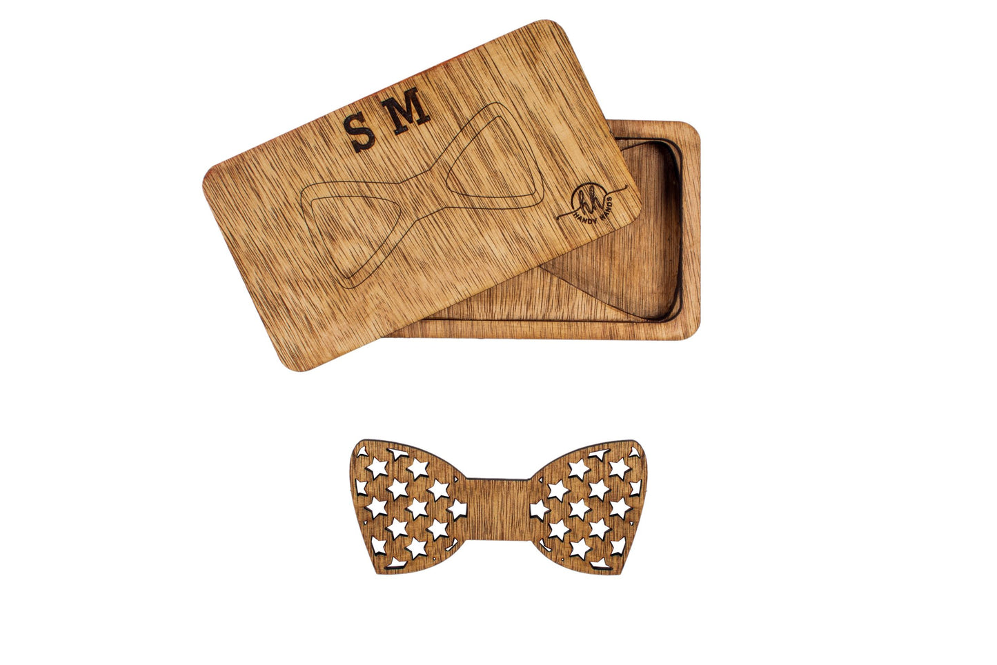 Papion din Lemn HH324, Handmade, in Cutie Premium Personalizata