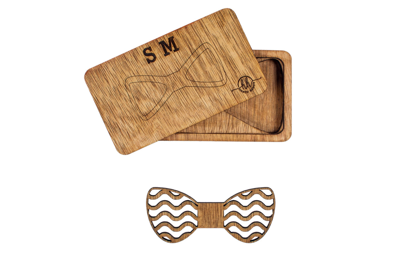 Papion din Lemn HH329, Handmade, in Cutie Premium Personalizata