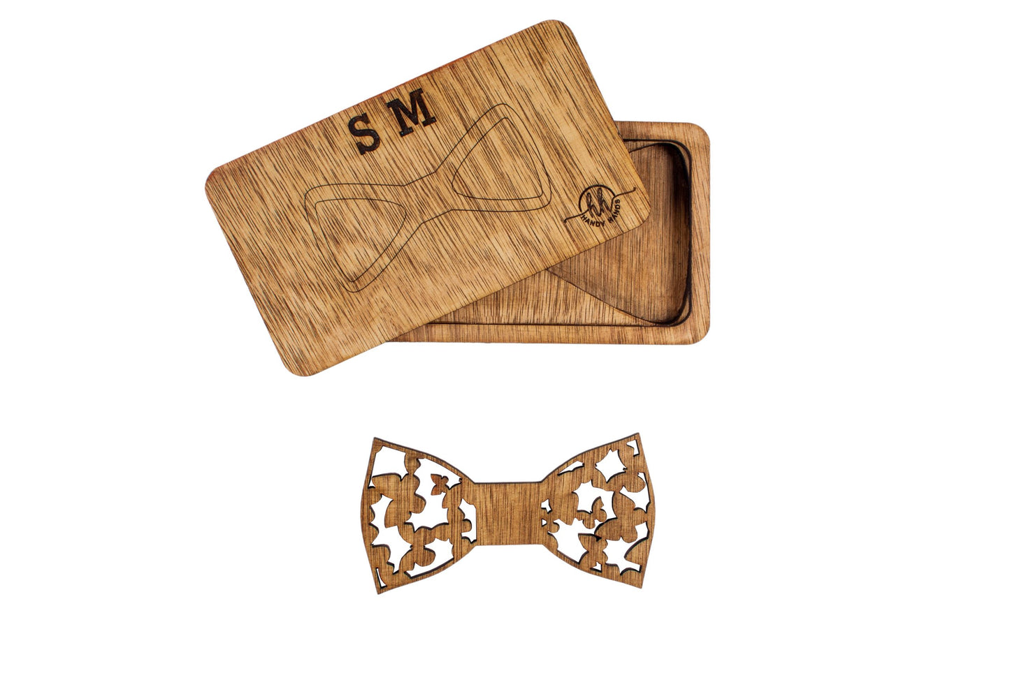 Papion din Lemn HH332, Handmade, in Cutie Premium Personalizata