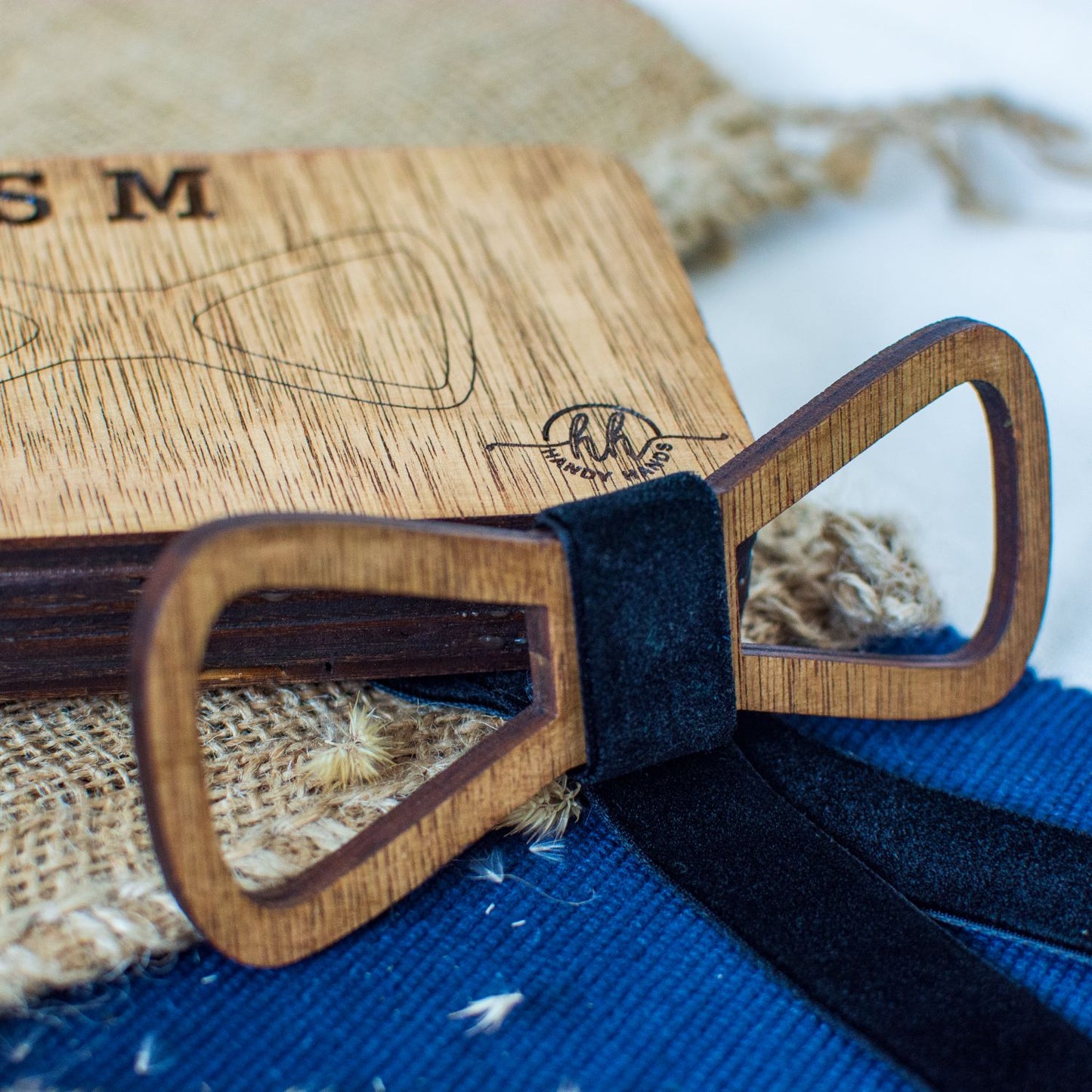 Papion din Lemn HH339, Handmade, in Cutie Premium Personalizata