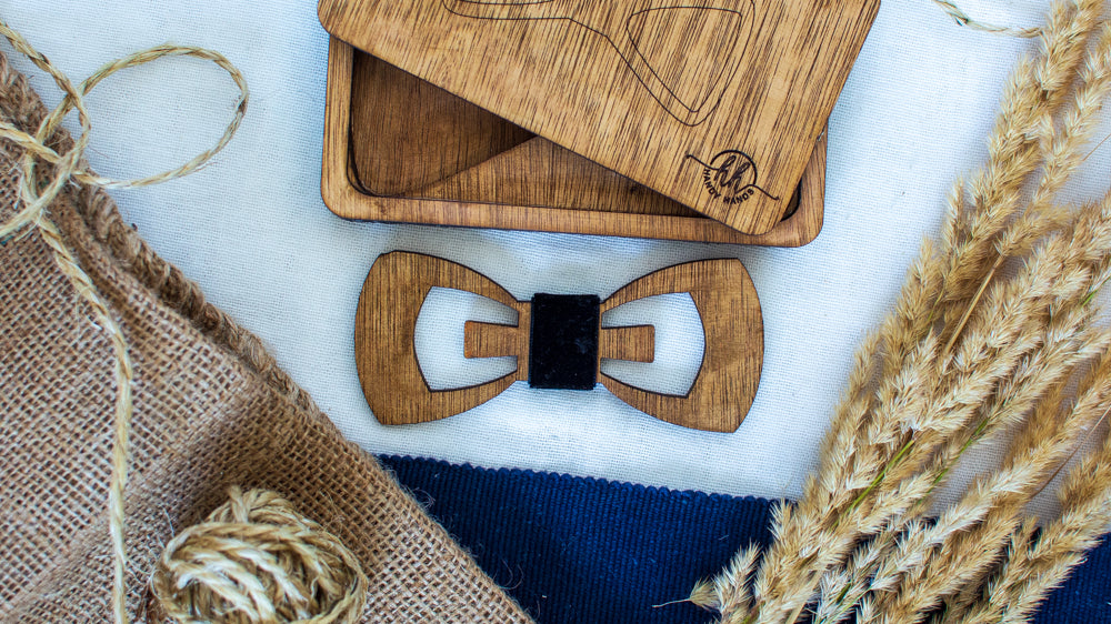 Papion din Lemn HH340, Handmade, in Cutie Premium Personalizata