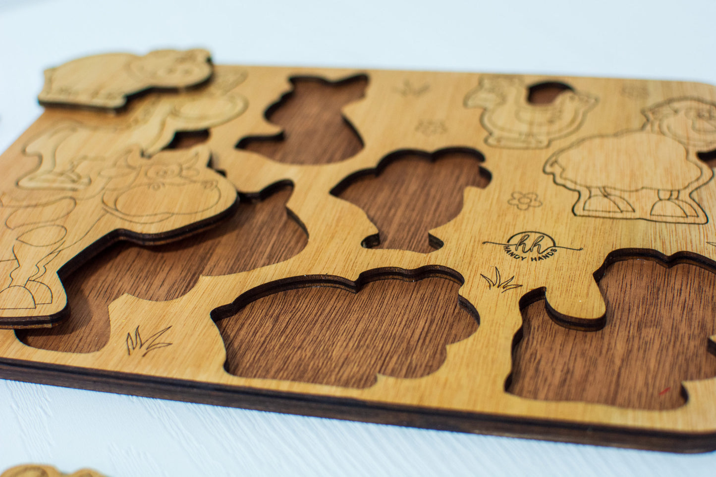 Puzzle din lemn Personalizabil HandyHands - Animale de ferma