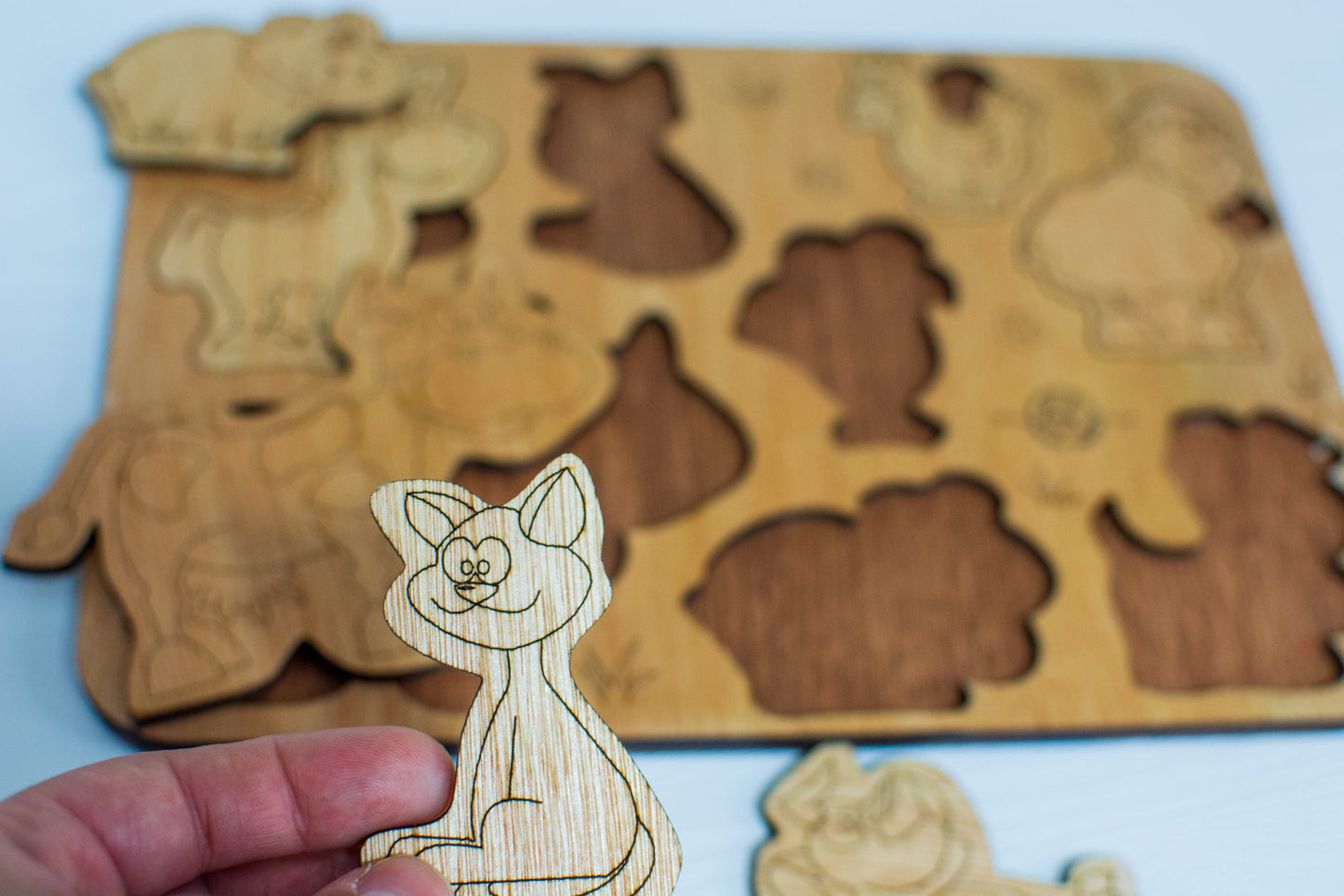 Puzzle din lemn Personalizabil HandyHands - Animale de ferma