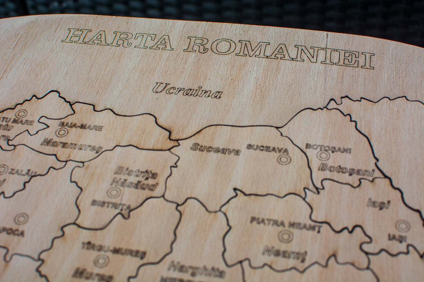 Puzzle din lemn HandyHands Harta Romaniei gravata pe judete