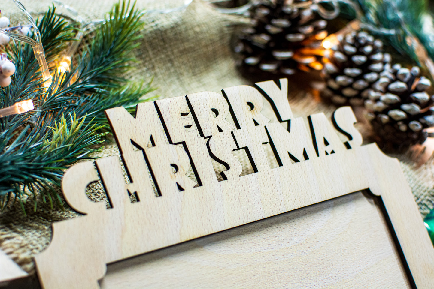 Rama foto de Craciun HH876 Personalizata din lemn Merry Christmas
