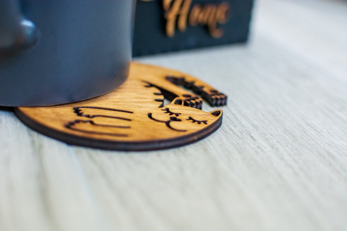 Set suporturi Personalizabil pentru pahare Pisica 9 cm x 9 cm