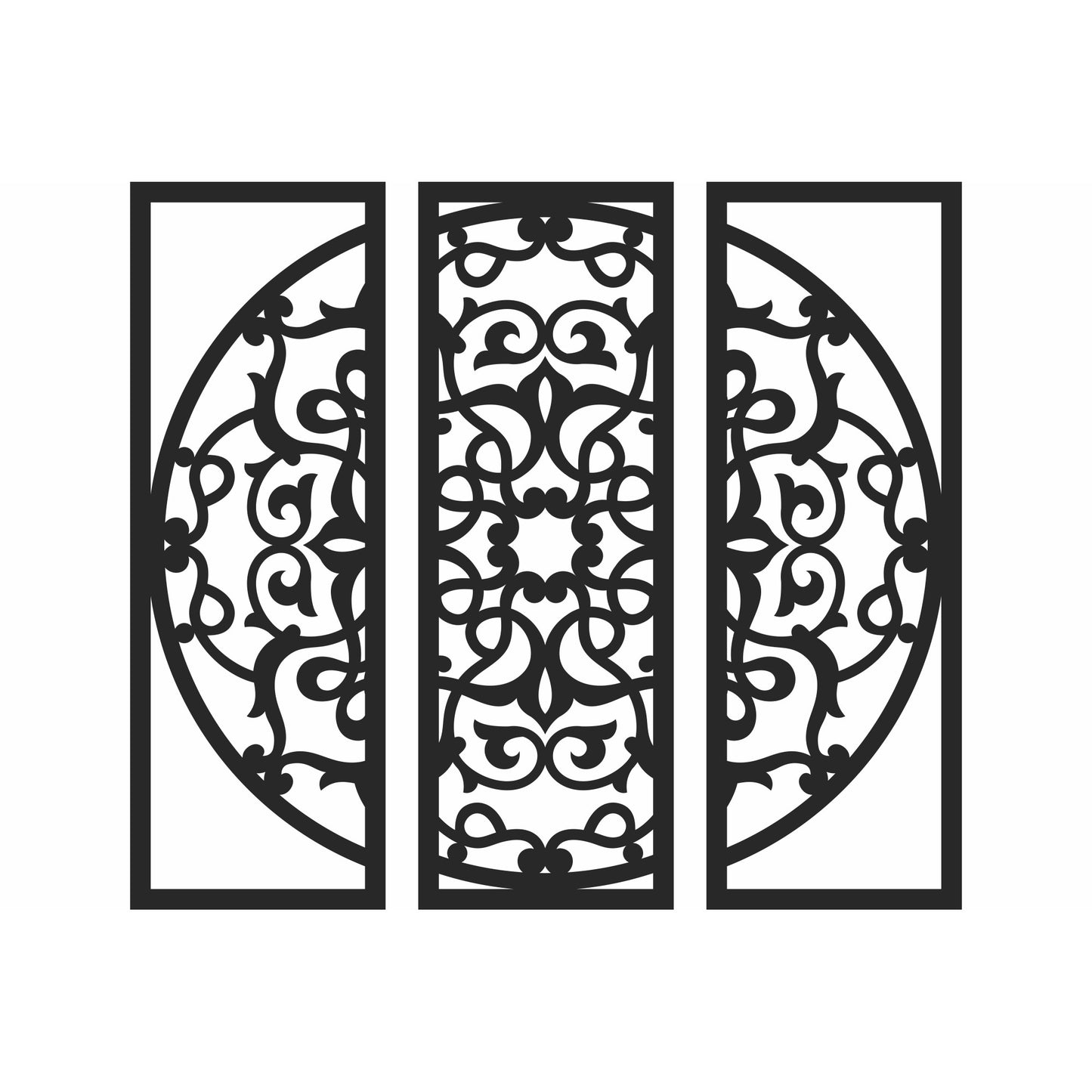 Decor perete Personalizabil 3 Parti Cerc Mandala HHH552 din lemn