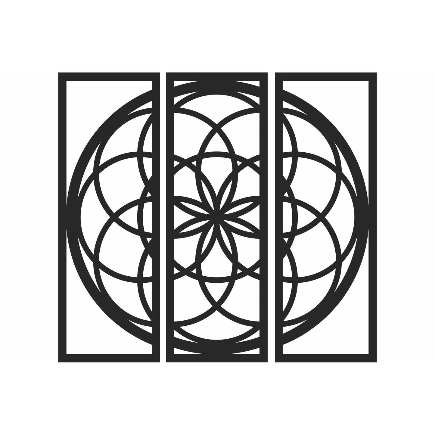 Decor perete Personalizabil 3 Parti Cerc cu Floare Mandala HHH555 din lemn