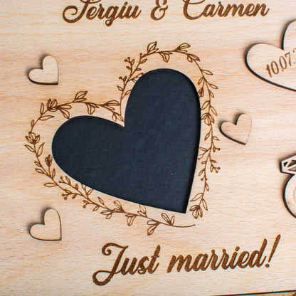 Album Foto GuestBook Nunta HH1589 Personalizat din lemn Inimi 30 x 21