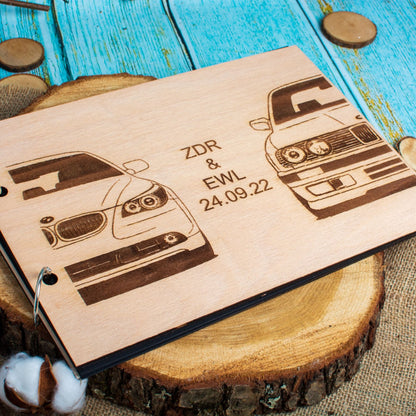 Album Foto GuestBook Nunta HH1614 Personalizat din lemn BMW 30 x 21 cm