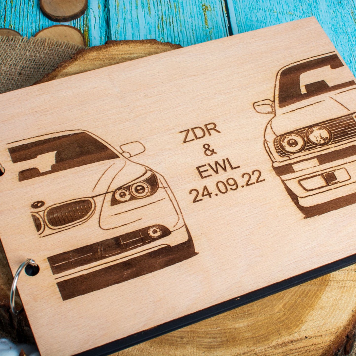 Album Foto GuestBook Nunta HH1614 Personalizat din lemn BMW 30 x 21 cm