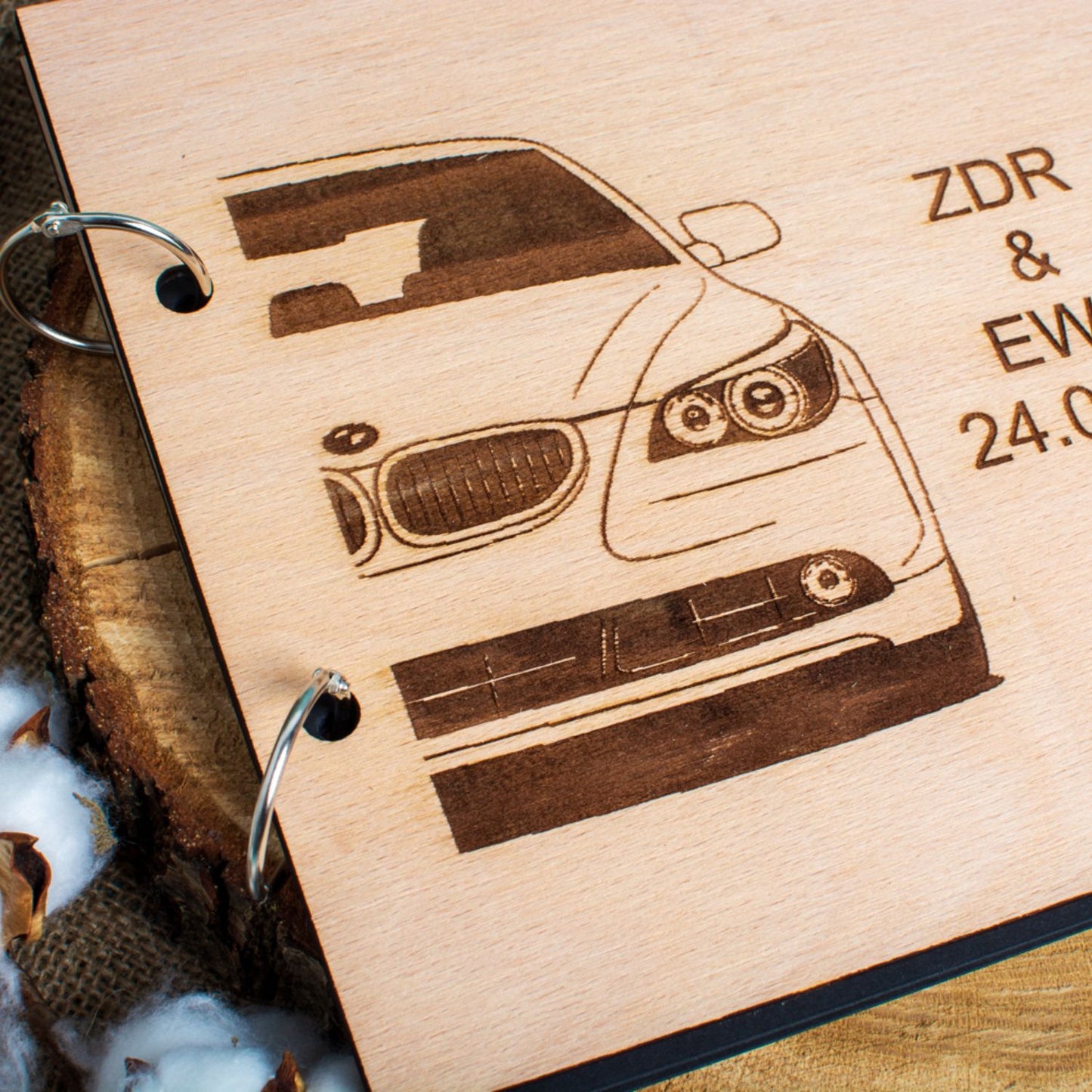 Album Foto GuestBook Nunta HH1614 Personalizat din lemn BMW 30 x 21 cm