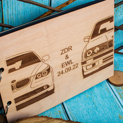 Album Foto GuestBook Nunta HH1614 Personalizat din lemn BMW 30 x 21 cm