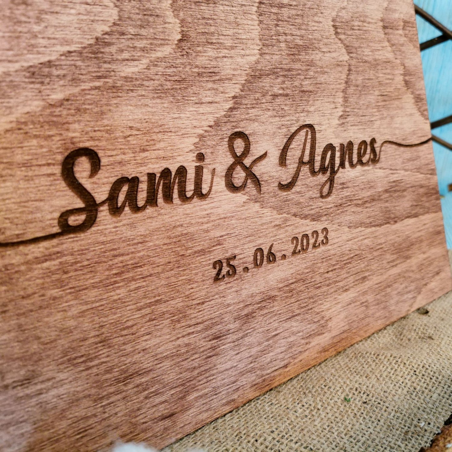 Album Foto GuestBook Nunta HH1639 Model Nume Personalizat din lemn 30 x 21 cm