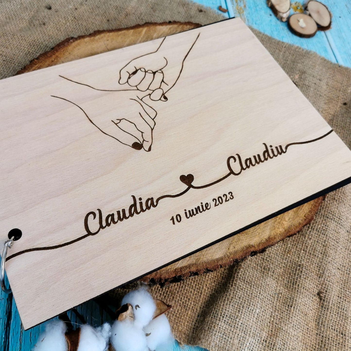 Album Foto GuestBook Nunta HH1643 Personalizat din lemn Atingere 30 x 21 cm