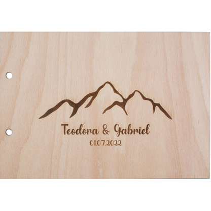 Album Foto GuestBook Nunta HH1591 Personalizat din lemn Munte 30 x 21