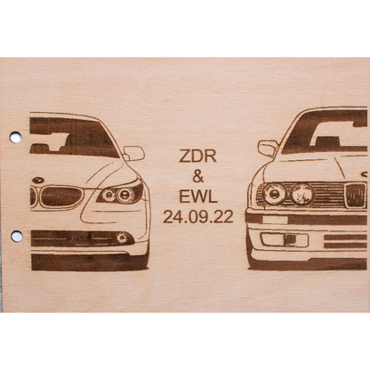 Album Foto GuestBook Nunta HH1614 Personalizat din lemn BMW 30 x 21 cm