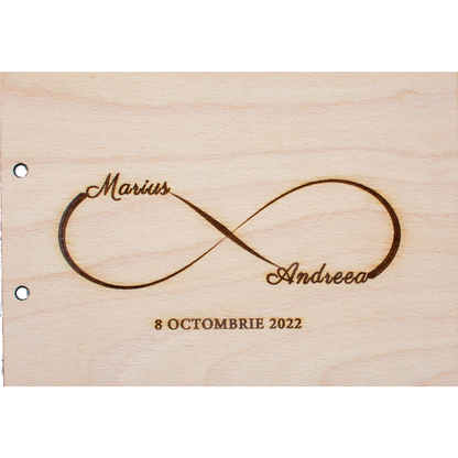 Album Foto GuestBook Nunta HH1615 Personalizat din lemn Infinit 30 x 21 cm