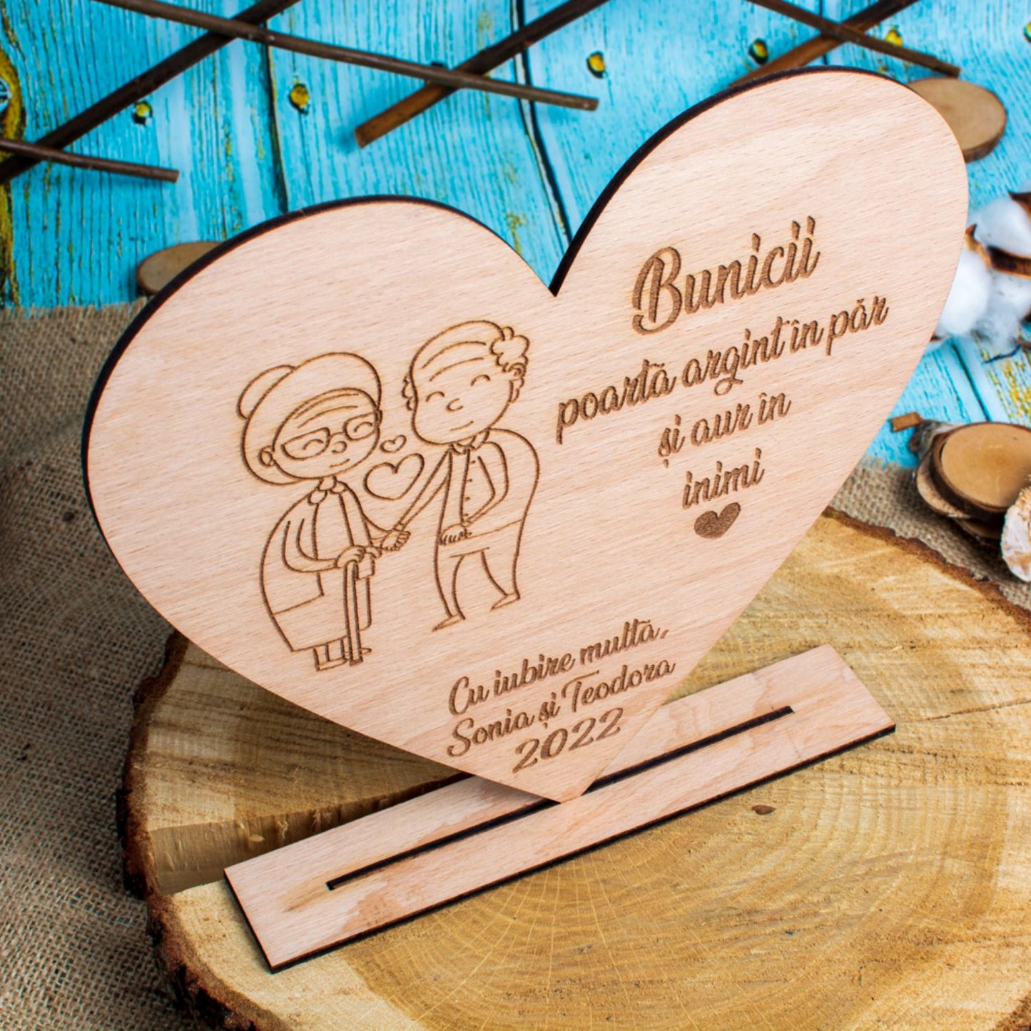 Decor din Lemn HH1584 Personalizat pentru Bunici din partea Nepotilor