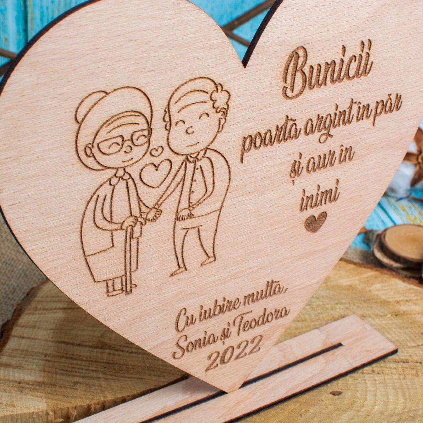 Decor din Lemn HH1584 Personalizat pentru Bunici din partea Nepotilor