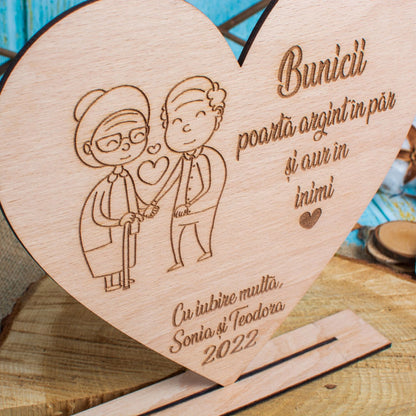 Decor din Lemn HH1584 Personalizat pentru Bunici din partea Nepotilor