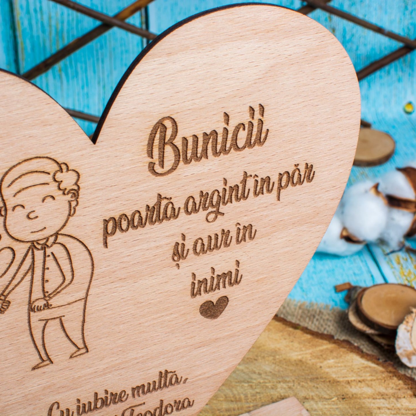 Decor din Lemn HH1584 Personalizat pentru Bunici din partea Nepotilor