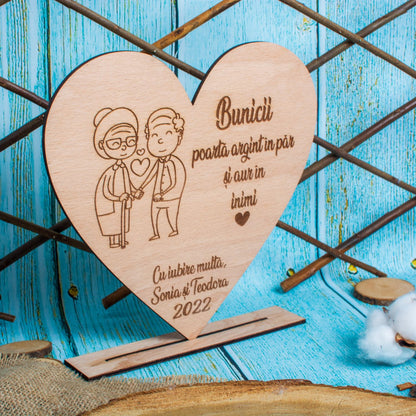 Decor din Lemn HH1584 Personalizat pentru Bunici din partea Nepotilor