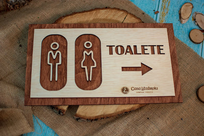 Semn de Toaleta din Lemn HH1623 Personalizat 35 x 20 cm