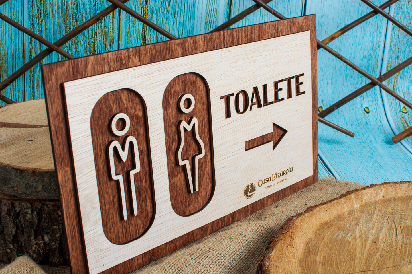 Semn de Toaleta din Lemn HH1623 Personalizat 35 x 20 cm