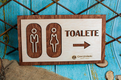 Semn de Toaleta din Lemn HH1623 Personalizat 35 x 20 cm