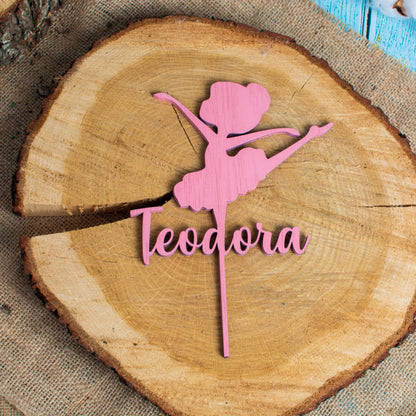 Topper din Lemn HH1583 Personalizat Aniversare Balerina