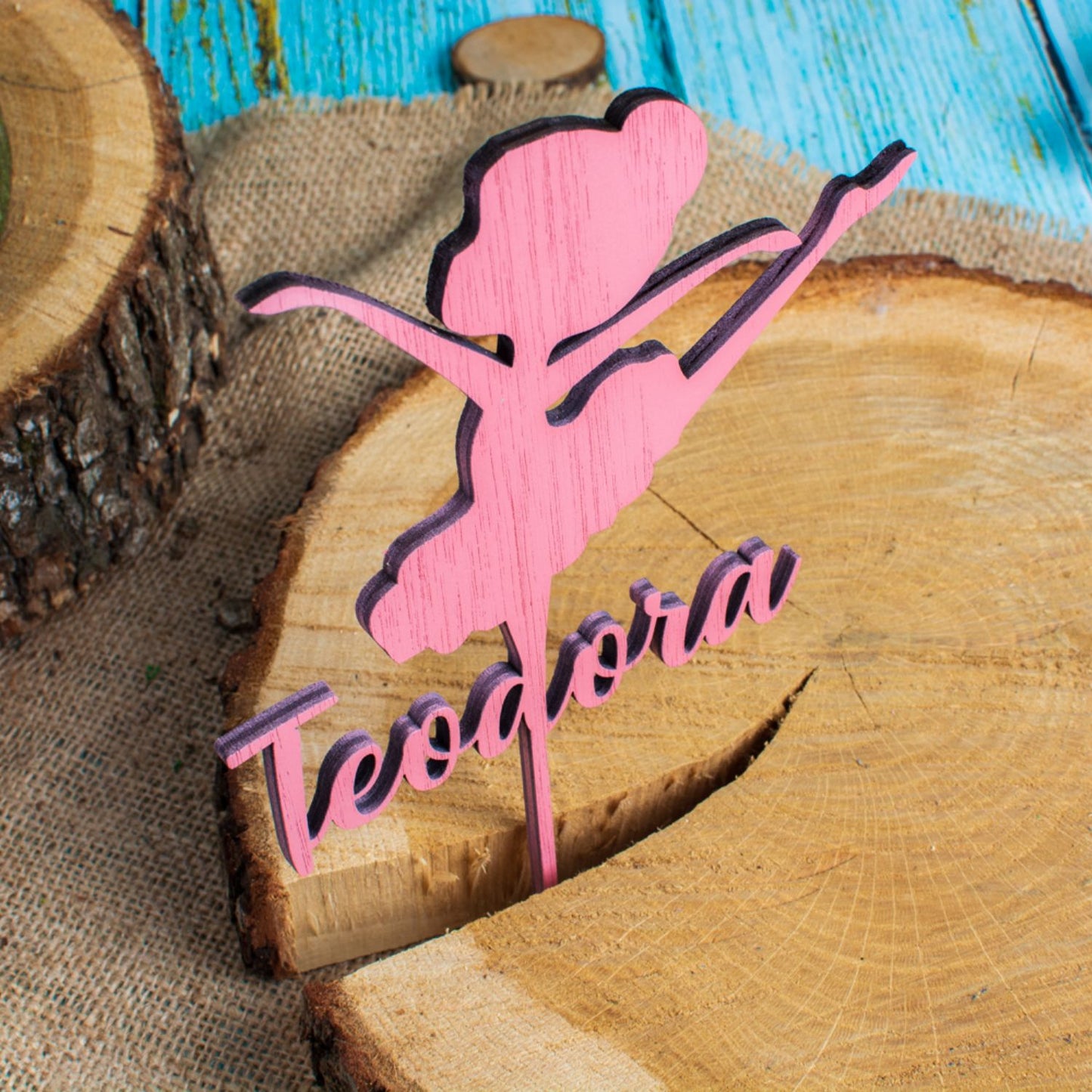 Topper din Lemn HH1583 Personalizat Aniversare Balerina