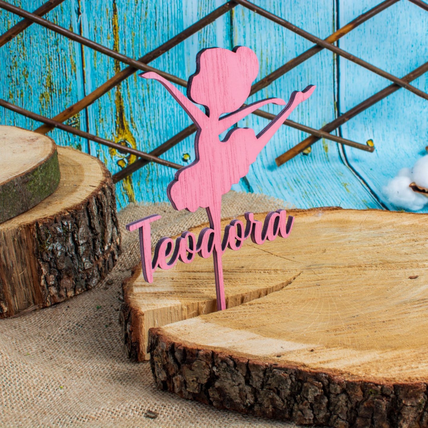 Topper din Lemn HH1583 Personalizat Aniversare Balerina