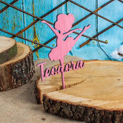 Topper din Lemn HH1583 Personalizat Aniversare Balerina