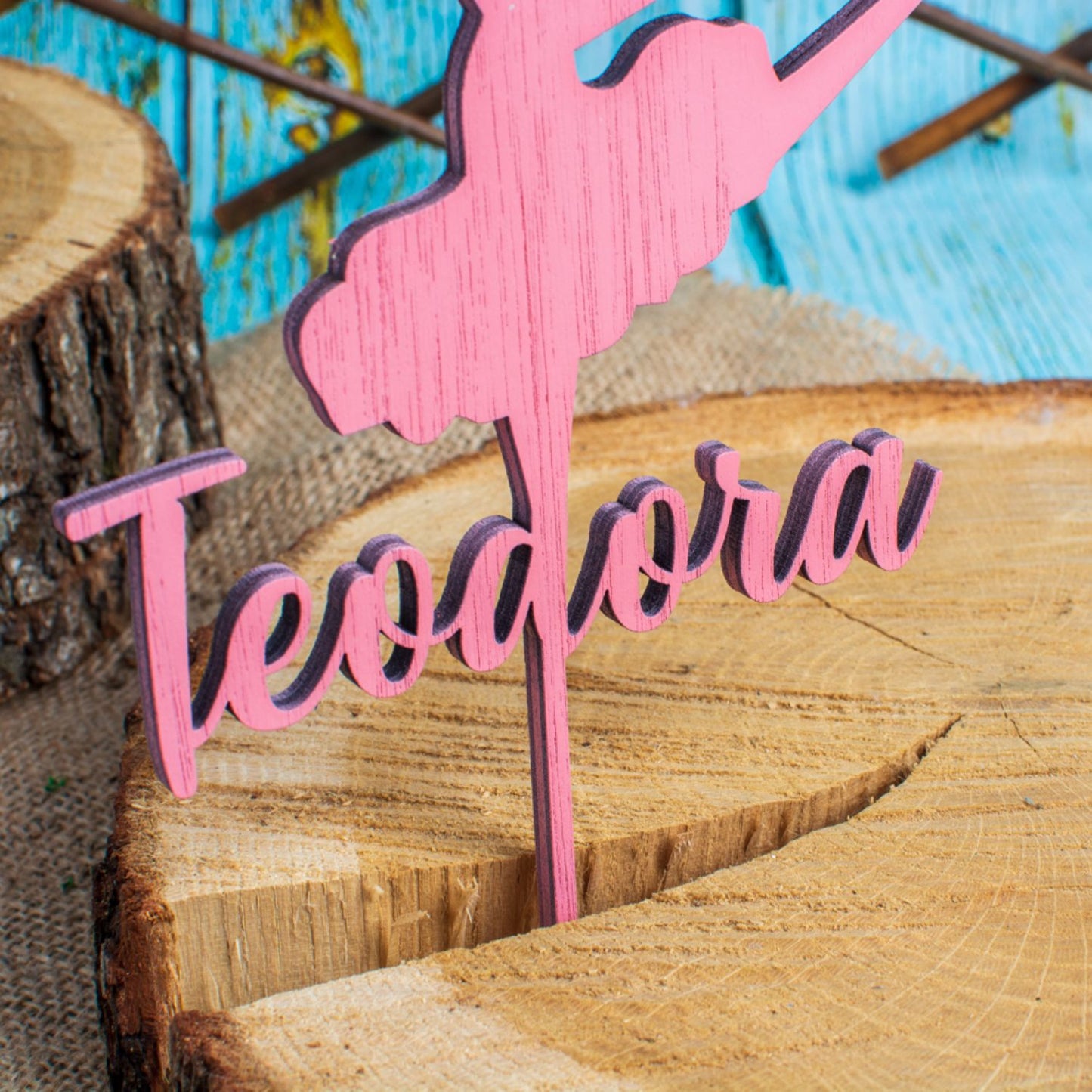 Topper din Lemn HH1583 Personalizat Aniversare Balerina