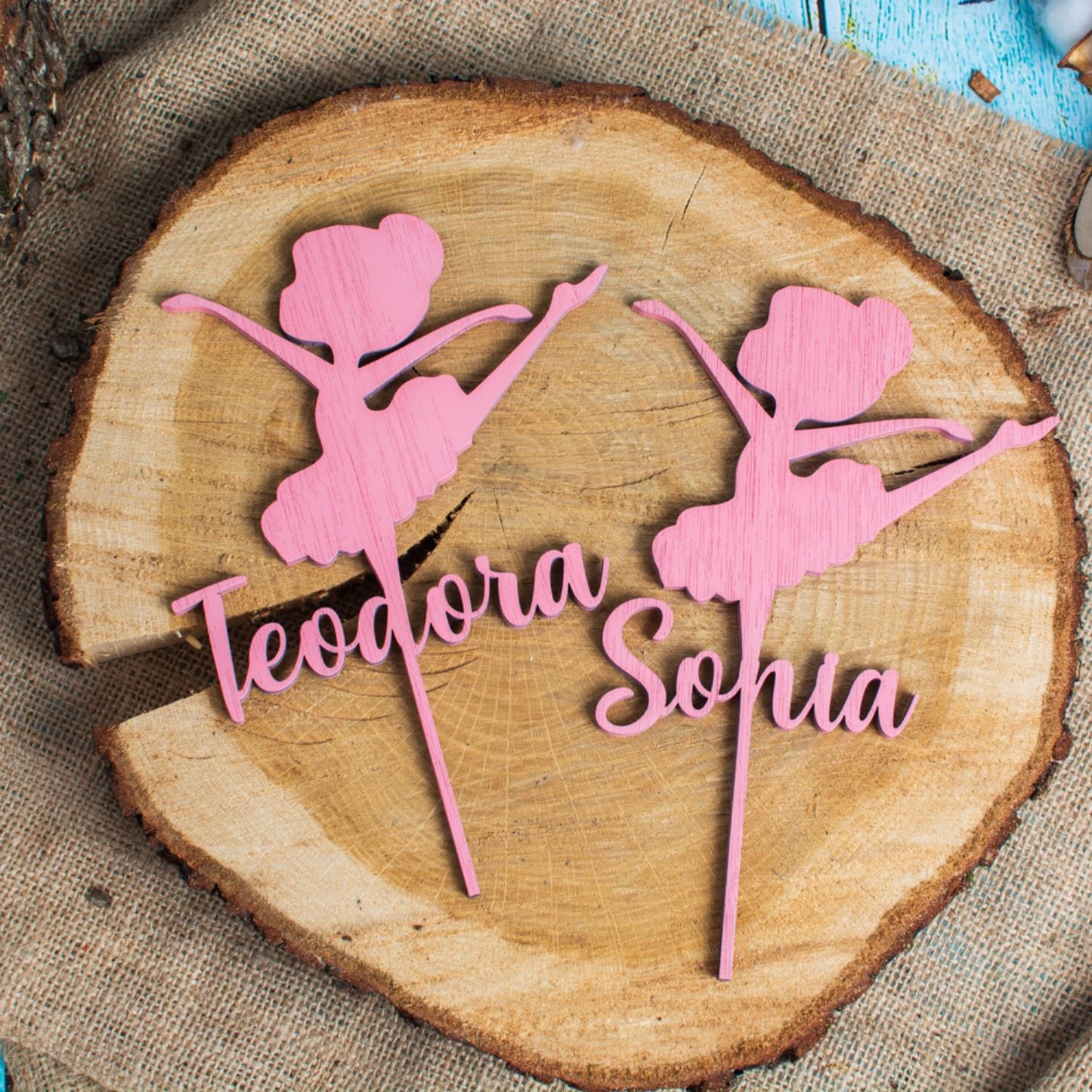 Topper din Lemn HH1583 Personalizat Aniversare Balerina