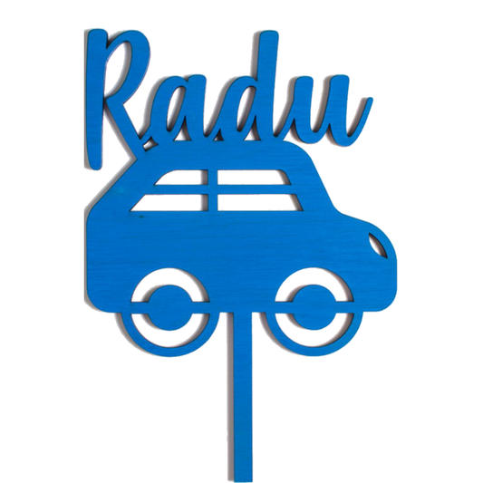 Topper din Lemn HH1585 Personalizat Aniversare Masina