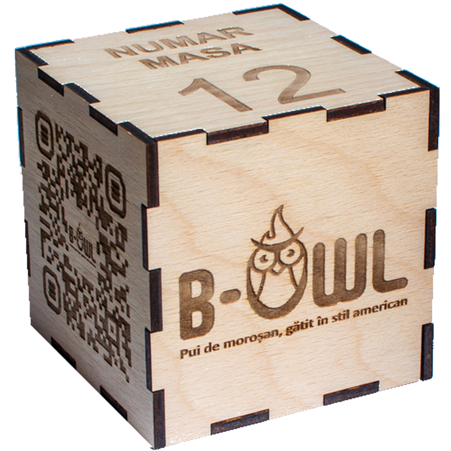 Meniu Digital QR Code Personalizabil HH16362 Cu Spatiu Pentru Apel Chelner 10x10x10cm