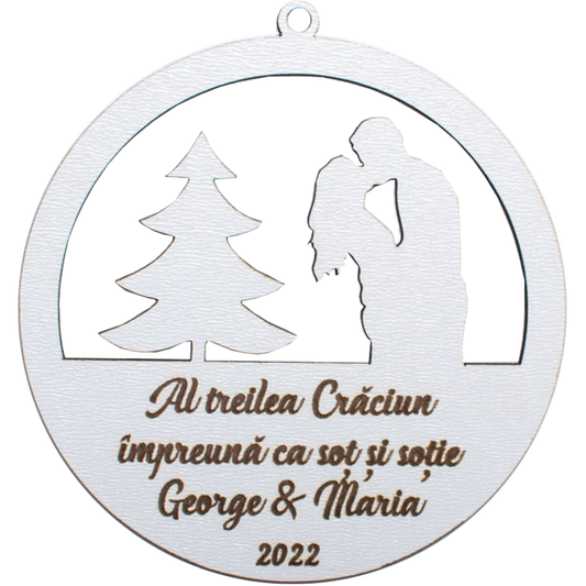 Glob de Craciun cu Nume Personalizat HH1628 din Lemn Model Craciun Impreuna