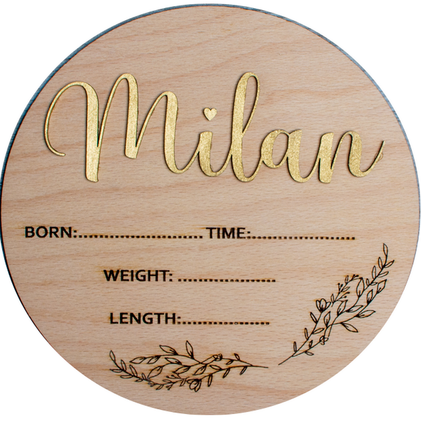 Decor Banut din Lemn HH1620 Personalizat cu Detaliile Nasterii