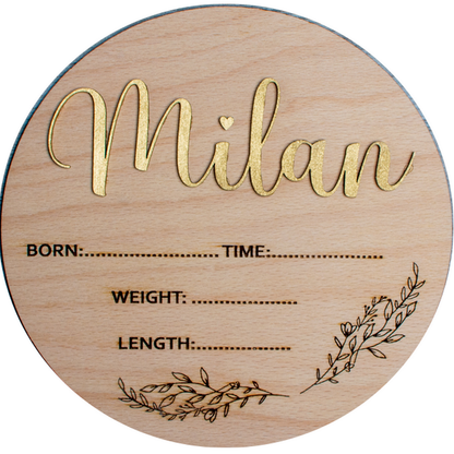 Decor Banut din Lemn HH1620 Personalizat cu Detaliile Nasterii
