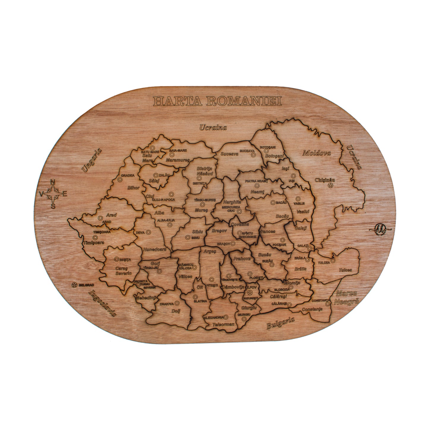 Puzzle din lemn HandyHands Harta Romaniei gravata pe judete