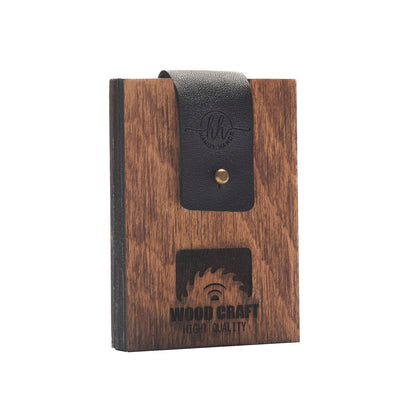 Portofel Universal Premium din lemn Slim HH938 Personalizat cu Catarama de Piele 7x9.8 cm