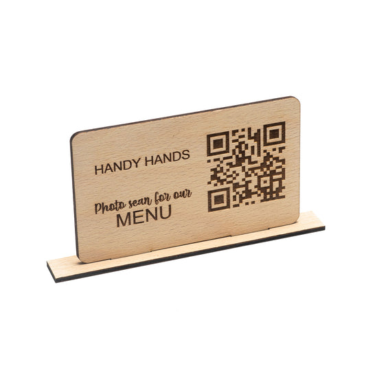 Meniu Digital din lemn HH979 cu QR Code Personalizat pentru Comanda in Restaurant 15x8.5 cm