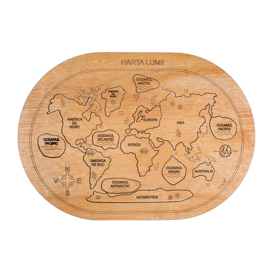 Puzzle din lemn Personalizabil HandyHands - Continente si oceane