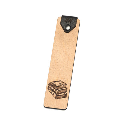 Semn de Carte din lemn HH940 Personalizat cu Catarama de Piele 3x12.3 cm