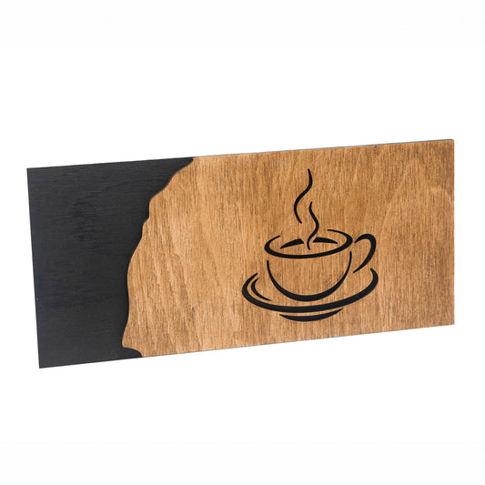 Placuta Indicator pentru Cafea din lemn HH966 Personalizat 34x15 cm