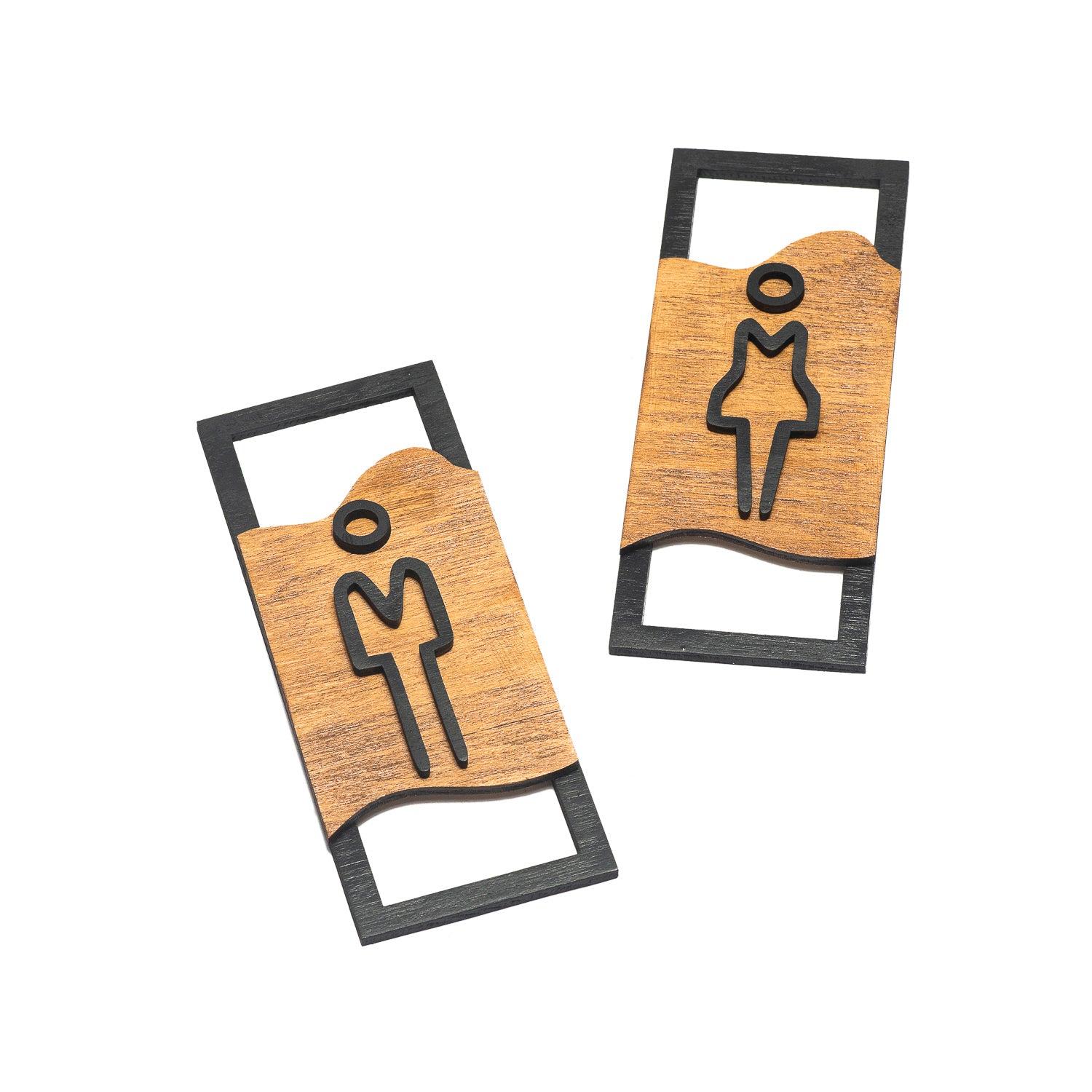 Set Doua Simboluri din lemn HH971 Semn de Toaleta Personalizat 7x18 cm