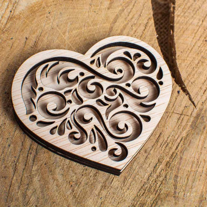 Decor Inima cu Capac Blank HH1510 din lemn pentru Licheni